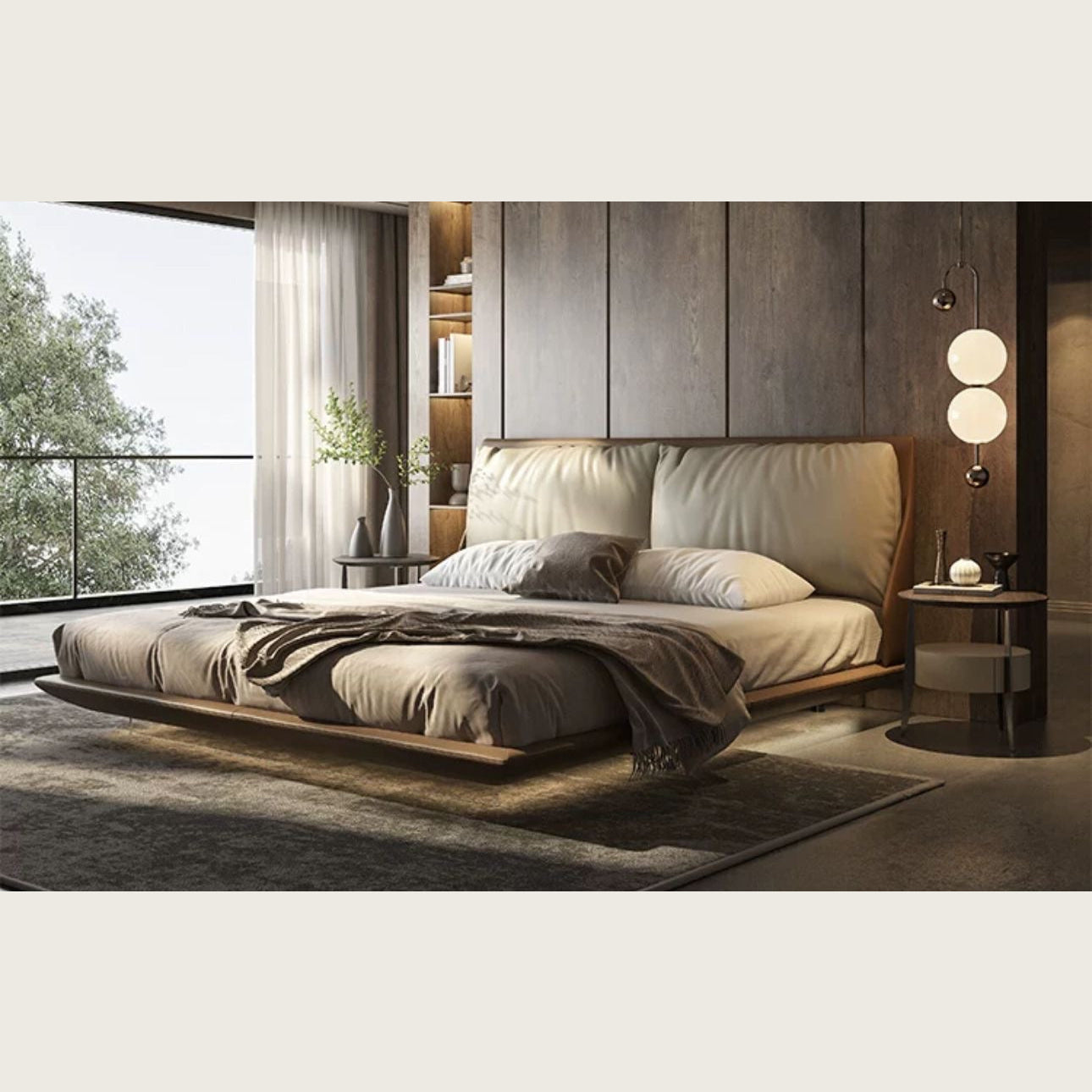 Modern Minimalist Platform Bed with Upholstered Headboard | Luxury Bedrooms