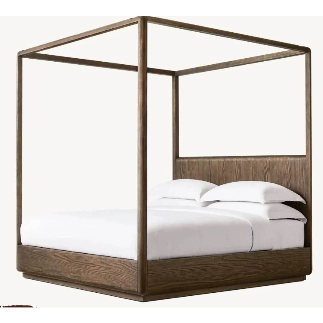 Teak Wood Sanctuary Cube Canopy Bed - Biophilic Design - Eclectic - Japandi - Minimalist