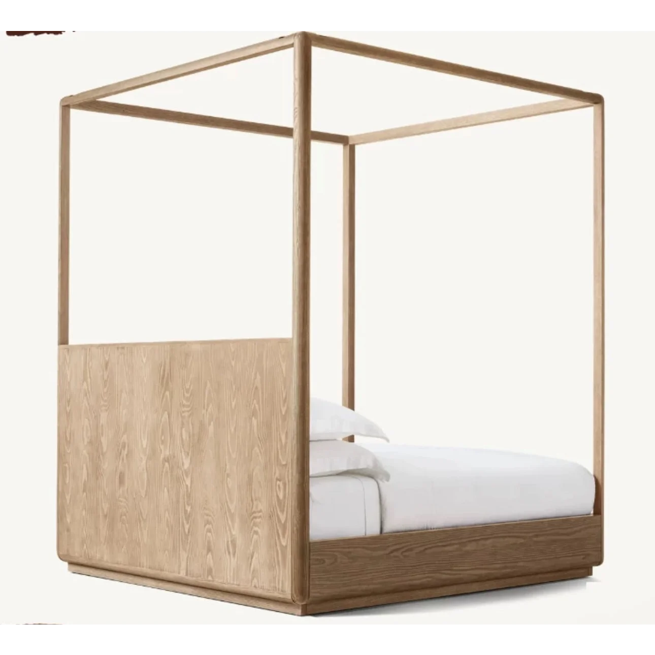 Teak Wood Sanctuary Cube Canopy Bed - Biophilic Design - Eclectic - Japandi - Minimalist