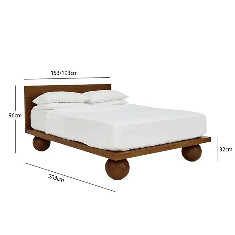 Modern Solid Wood Platform Bed Frame | Japandi Minimalism Bedroom Queen & King Size Beds