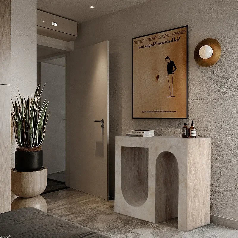 Modern Travertine Console Table | Hlm8785487 - Biophilic Design - French Country - Japandi - Minimalist