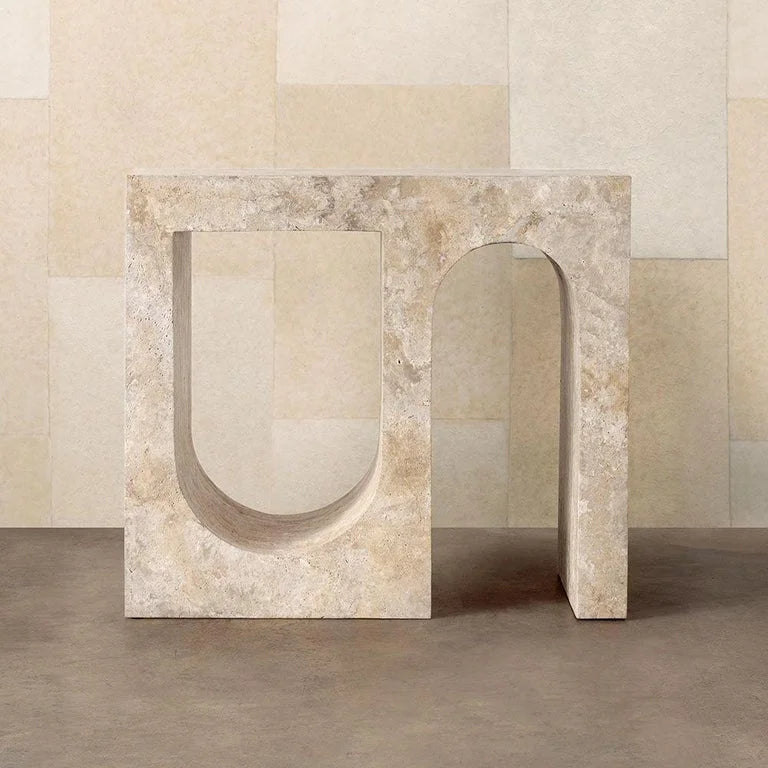 Modern Travertine Console Table | Hlm8785487 - Biophilic Design - French Country - Japandi - Minimalist