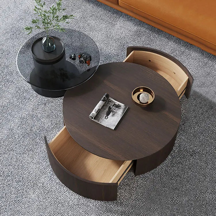 Modern Walnut Coffee Table Set - Biophilic Design French Country Japandi