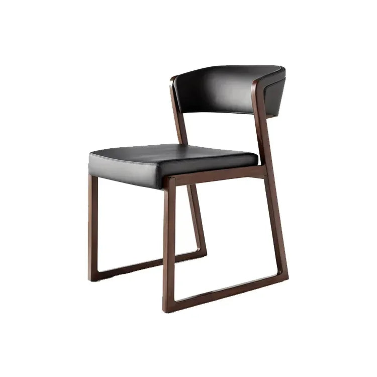 Modern Walnut & Leather Dining Chair – Sleek Contoured Design for Stylish Rooms Offices