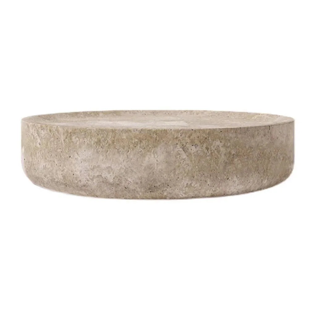 Monolith Taupe Wind Cave Stone Coffee Table - Japandi Minimalist Round