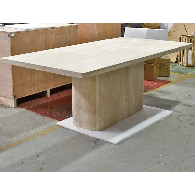 Monolith Travertine Dining Table - Dining Table - Tables - Minimalist