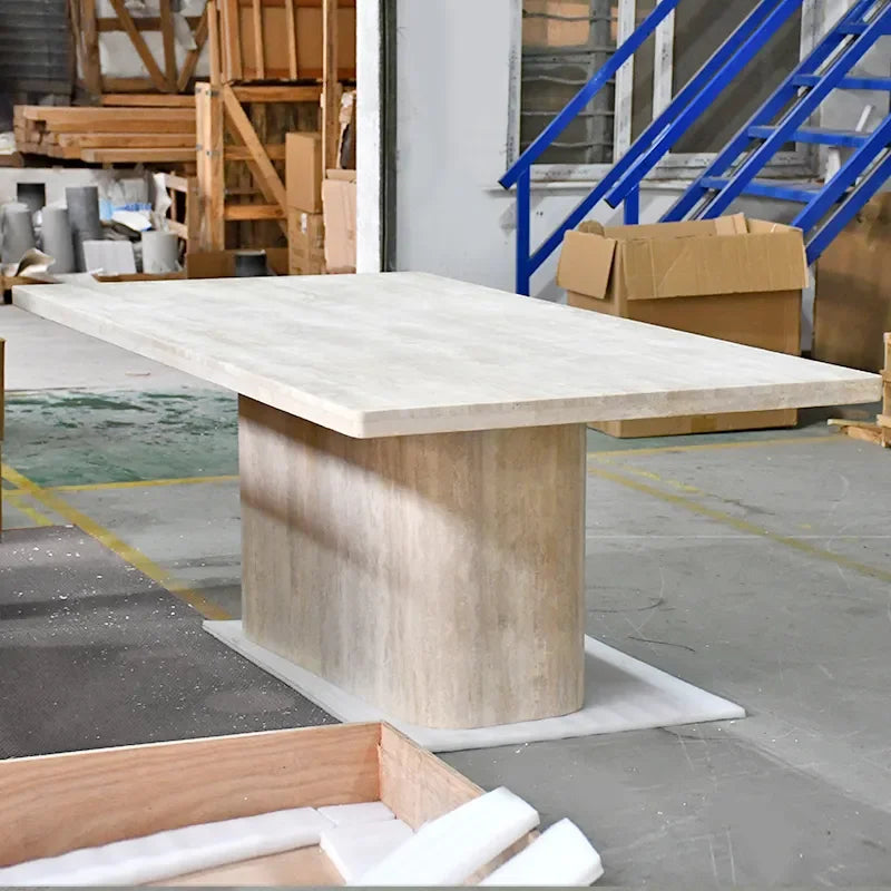 Monolith Travertine Dining Table - Dining Table - Tables - Minimalist