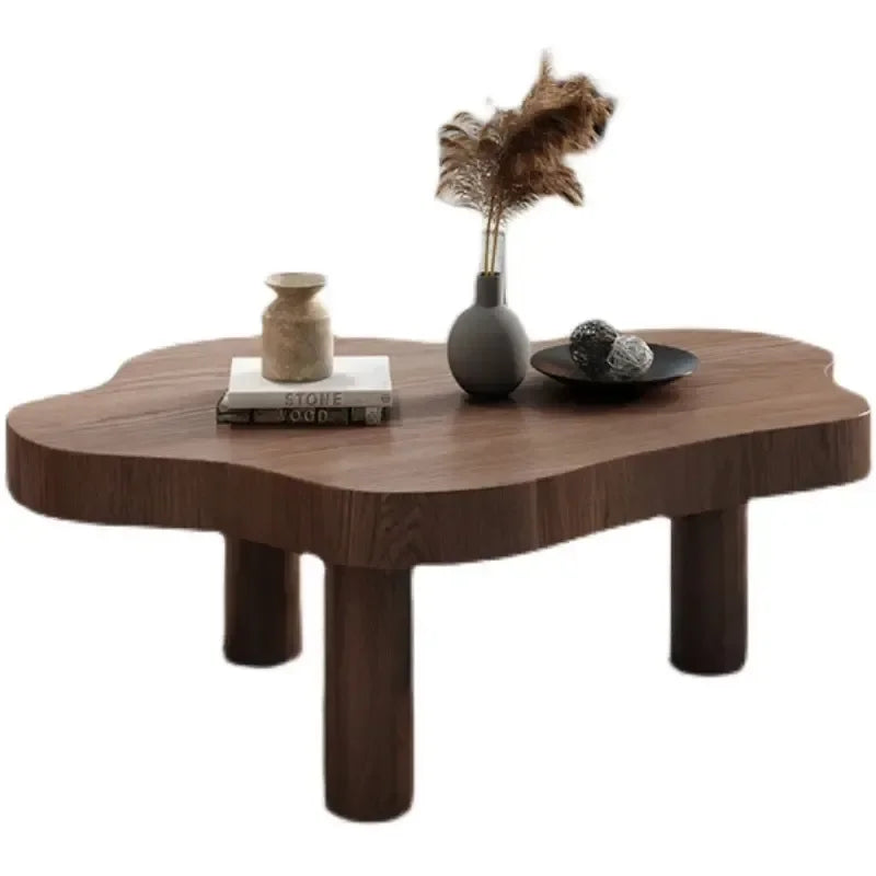 Organic Modern Coffee Table with Freeform Wooden Top | Luxury Interior Design