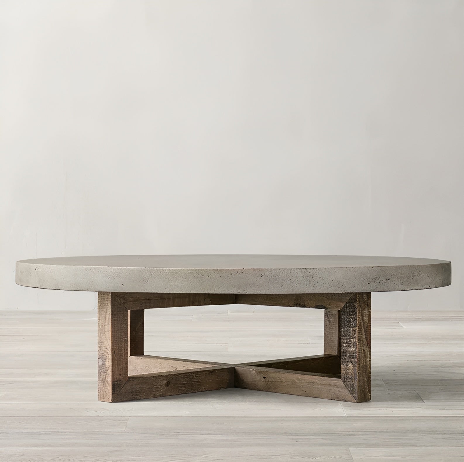 Pine Wood And Marble Round Coffee Table | Mesa Collection - Biophilic Design Japandi Minimalist