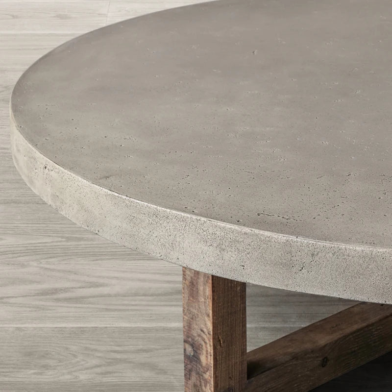 Pine Wood And Marble Round Coffee Table | Mesa Collection - Biophilic Design Japandi Minimalist