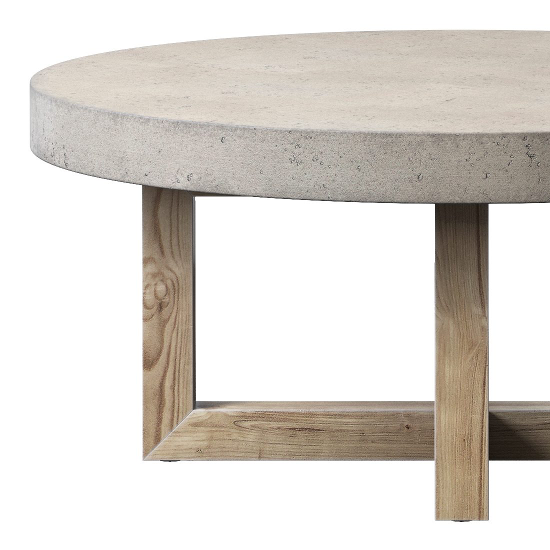 Pine Wood And Marble Round Coffee Table | Mesa Collection - Biophilic Design Japandi Minimalist