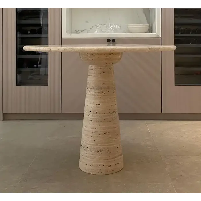 Travertine Dining Table - Tables - French Country - Japandi - Minimalist - Travertinetable