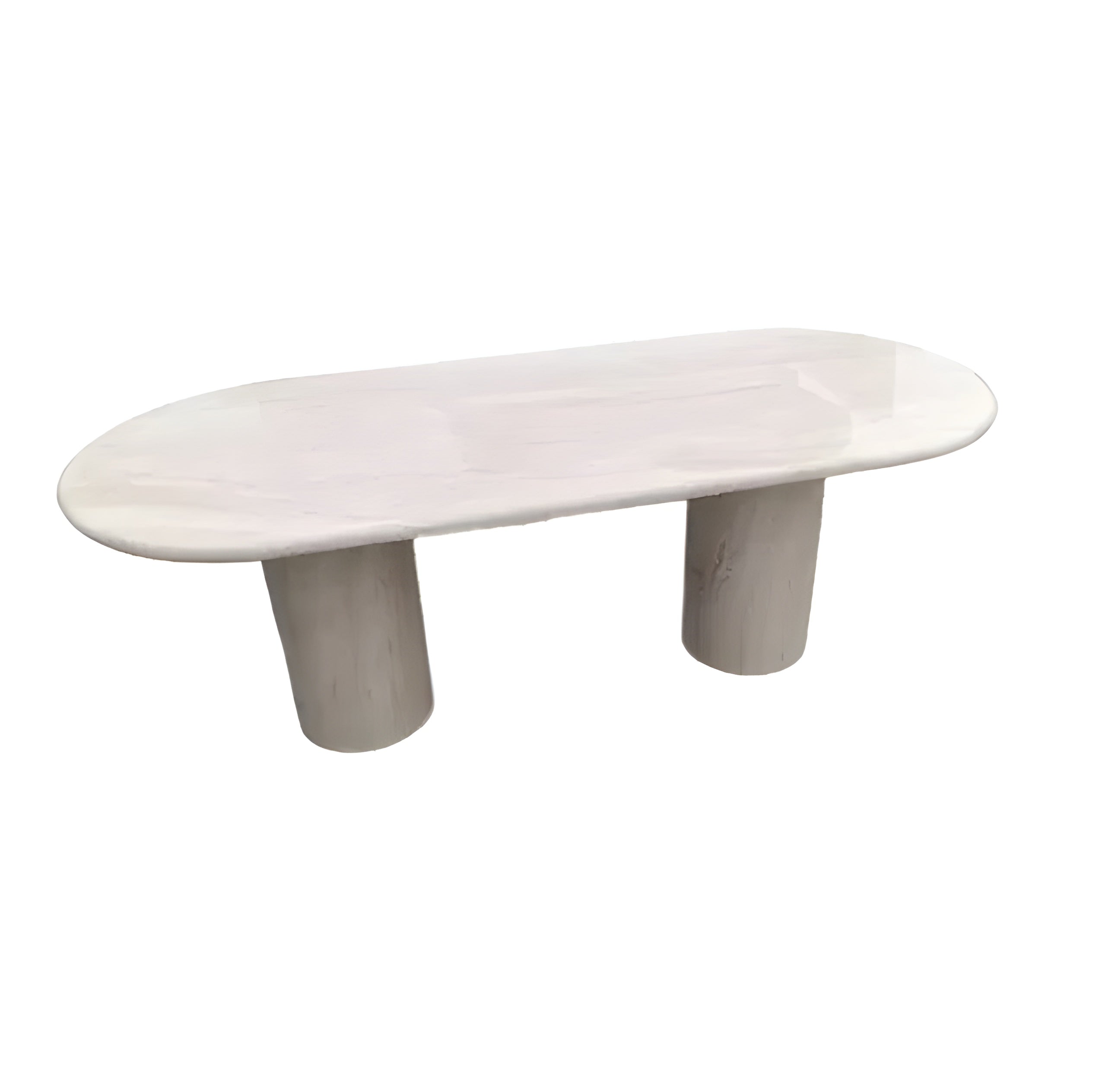 Sculptural Travertine Oval Dining Table - Biophilic Design Minimalist