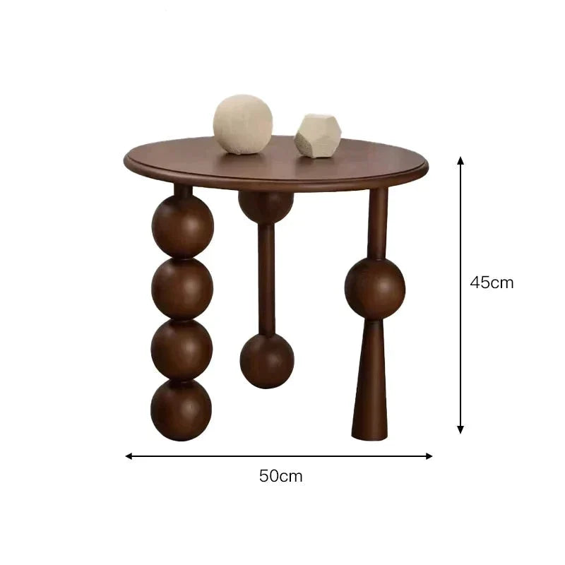 Solid Wood Sphere Legged Side Table - Biophilic Design Minimalist