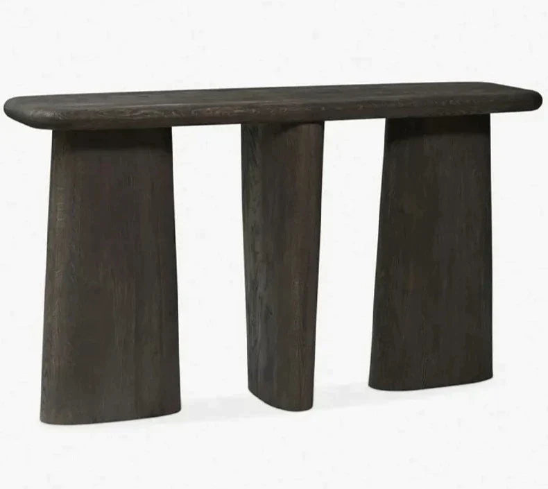 Triad Elegance Wooden Console - Biophilic Design Minimalist Modern Table Wood