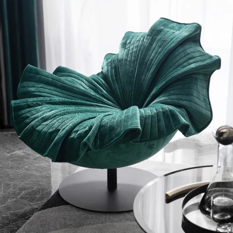 Velvet Floral Designer Lounge Chair - Biophilic Design Bloom Eclectic Modern