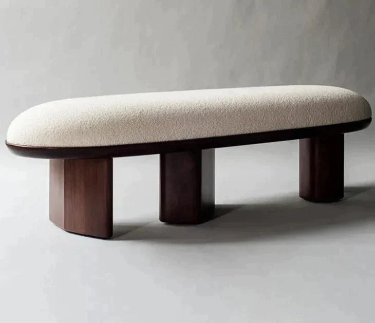 Wool & Walnut Bench | Hulma48852 - Biophilic Design Cottagecore French Country Japandi