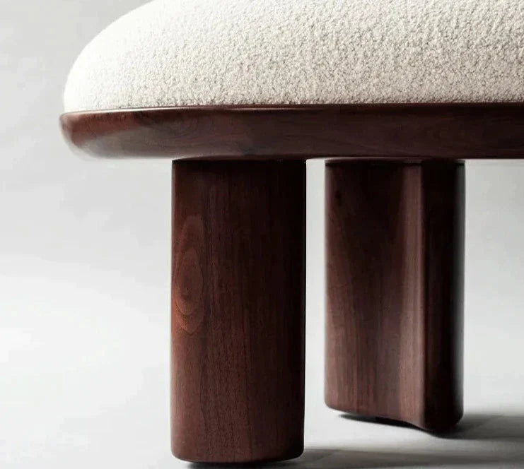 Wool & Walnut Bench | Hulma48852 - Biophilic Design Cottagecore French Country Japandi