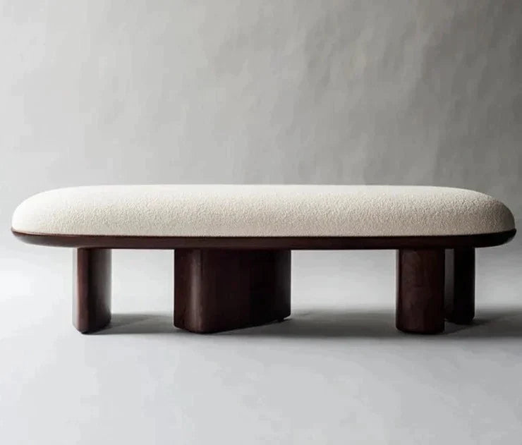 Wool & Walnut Bench | Hulma48852 - Biophilic Design Cottagecore French Country Japandi