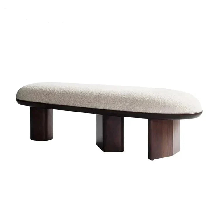 Wool & Walnut Bench | Hulma48852 - Biophilic Design Cottagecore French Country Japandi