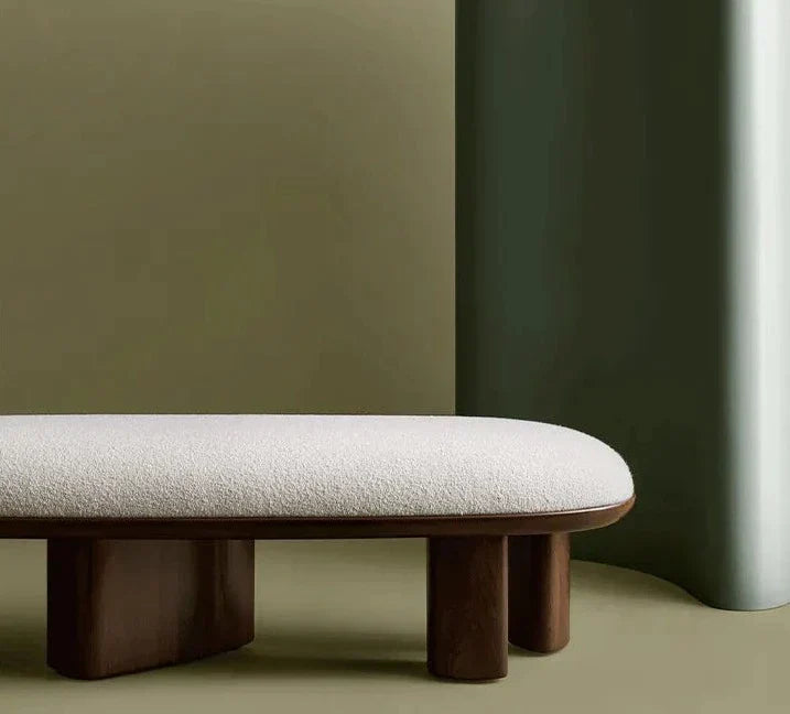 Wool & Walnut Bench | Hulma48852 - Biophilic Design Cottagecore French Country Japandi