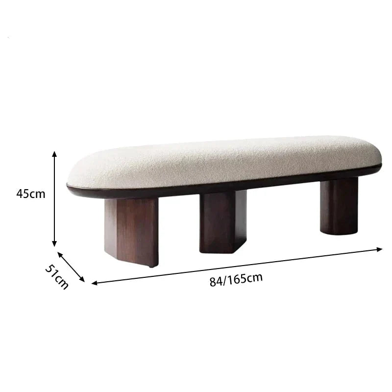 Wool & Walnut Bench | Hulma48852 - Biophilic Design Cottagecore French Country Japandi