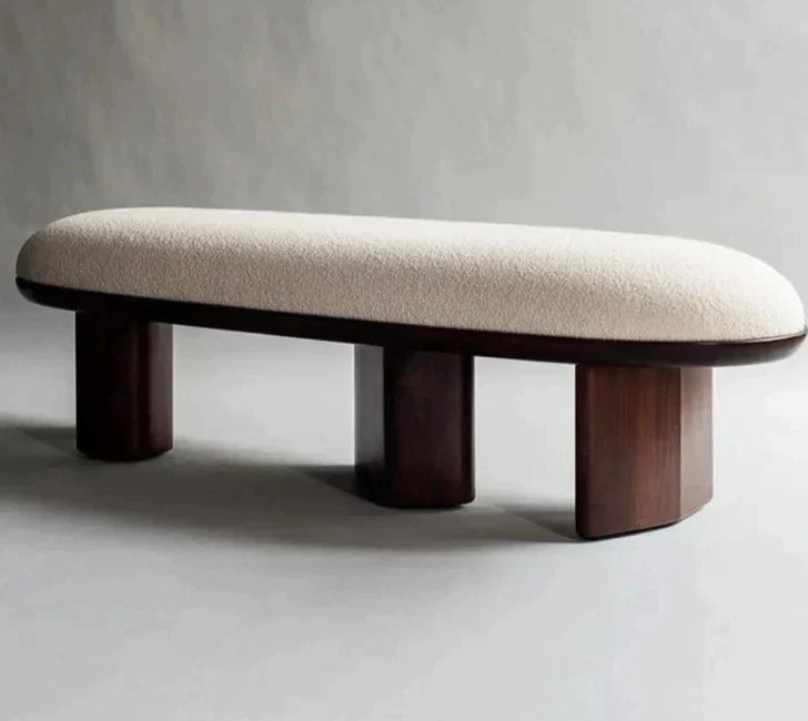 Wool & Walnut Bench | Hulma48852 - Biophilic Design Cottagecore French Country Japandi